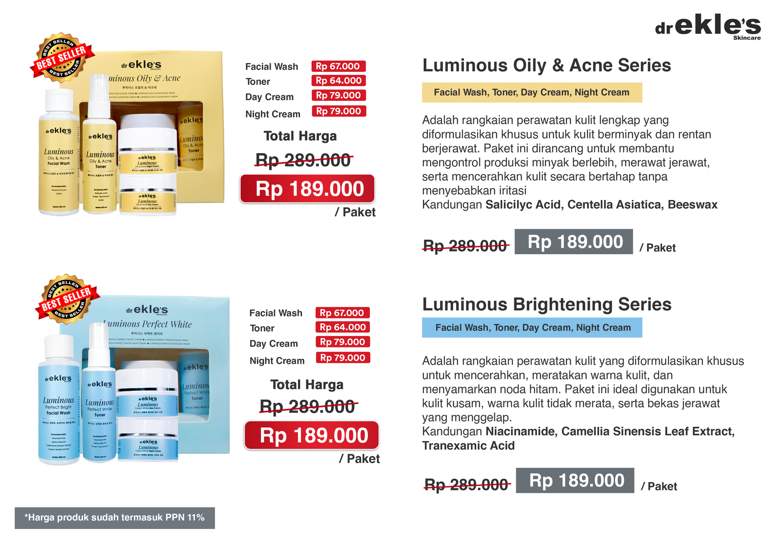 Daftar harga skincare Ekles Clinic 1